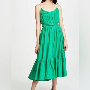 NWT Rhode M Lea Cotton Midi Dress in Kelly Green